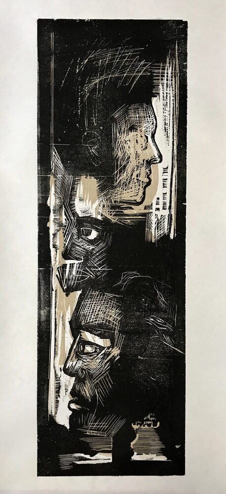 Ohne Titel, 2019, Holzschnitt, 20 × 60 cm