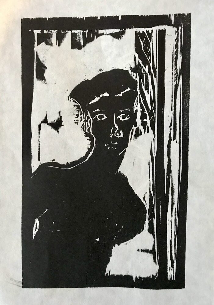 Ohne Titel, 2018, Holzschnitt, 15 × 23 cm