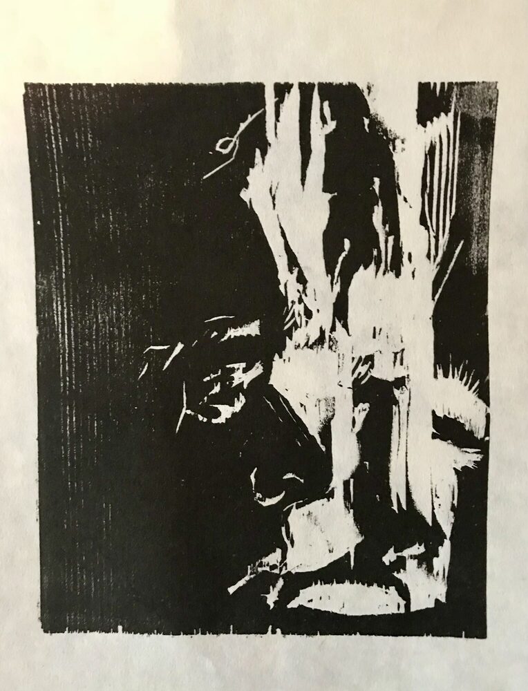 Ohne Titel, 2018, Holzschnitt, 15 × 20 cm