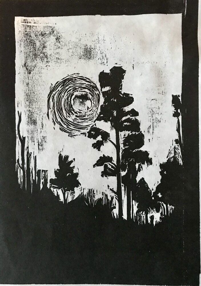 Ohne Titel, 2018, Holzschnitt, 21 × 30 cm