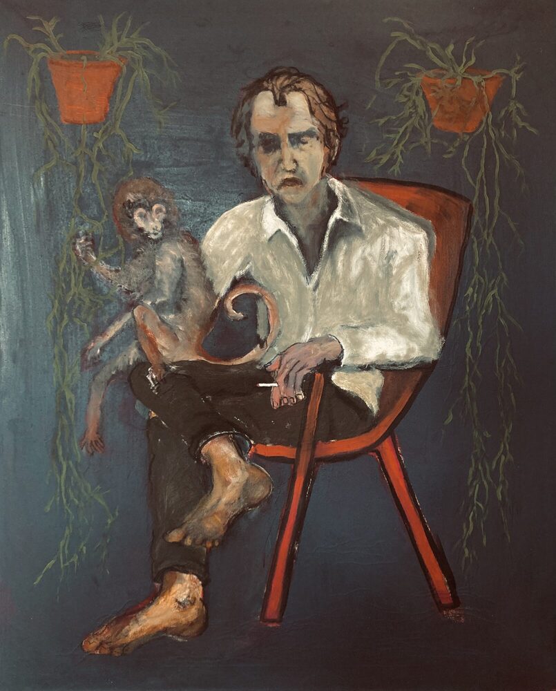 Affenmann, 2022, Öl auf Leinwand, 85 × 105 cm