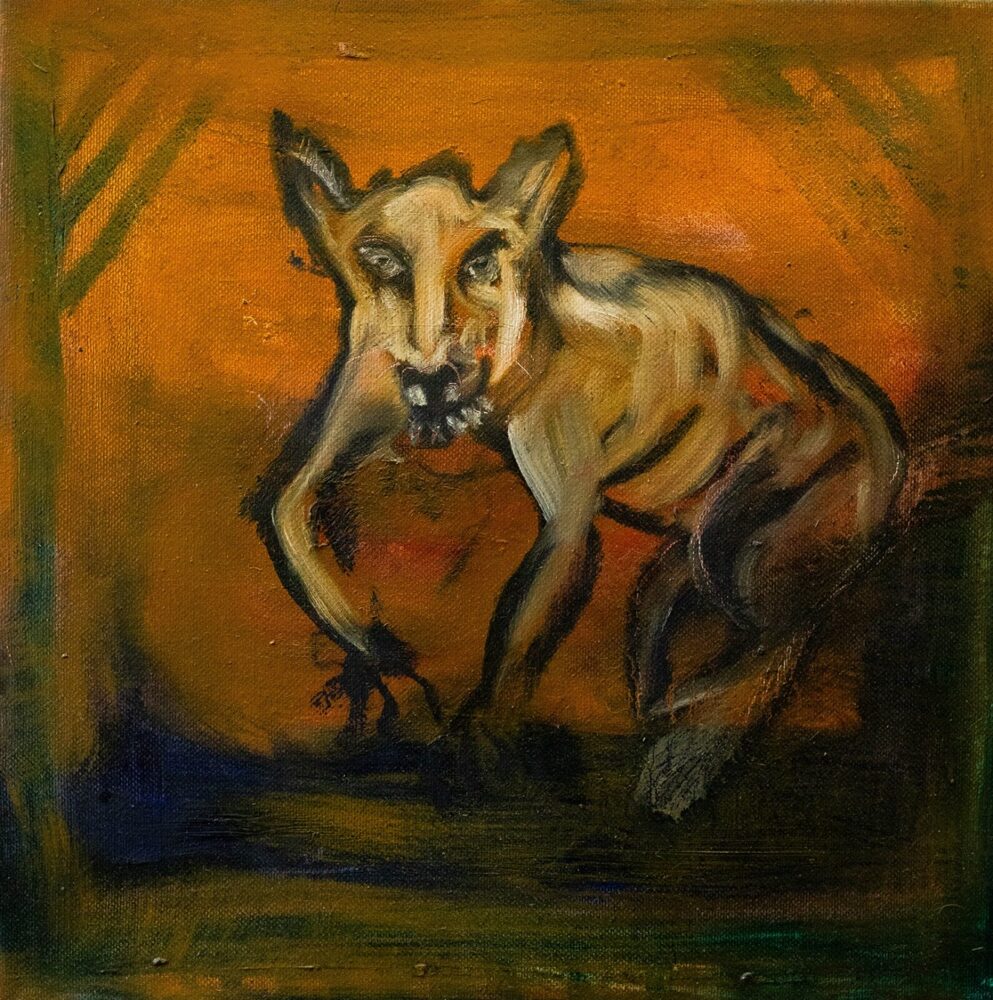 Wüstenhund, 2021, Öl auf Leinwand, 30 × 30 cm